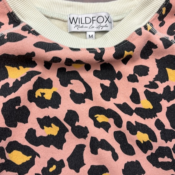 Wildfox Sommers Party Cat Leopard Print Aloe Green Pullover Sweatshirt Sz Medium - Picture 3 of 7